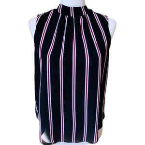 Striped high neck shoulderless blouse small